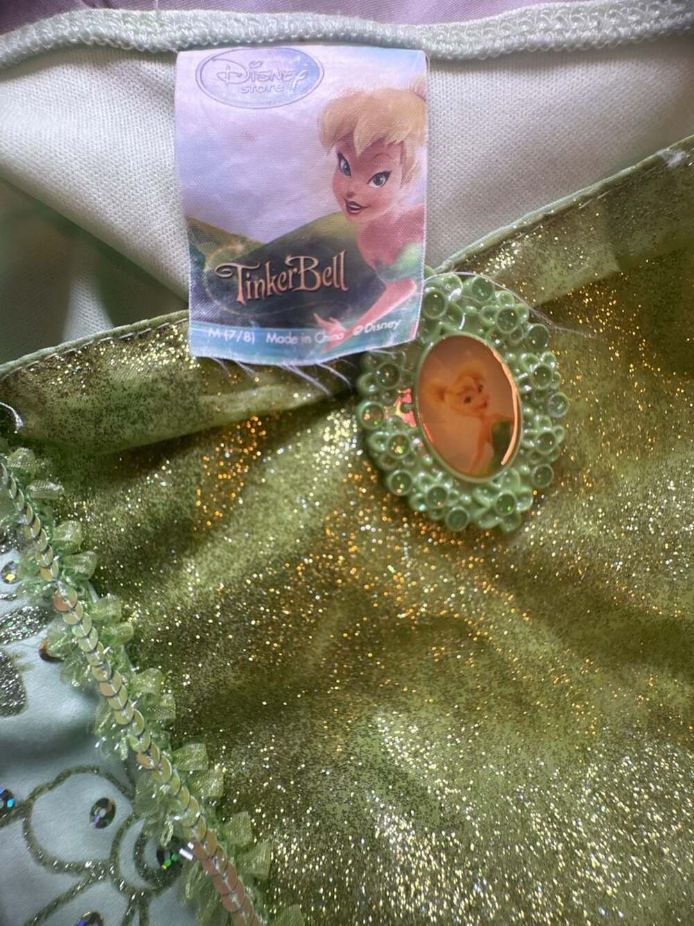 Disney Store Tinker Bell Costume Dress Girls Size 7/8 Green Purple Fairy - Picture 4 of 4
